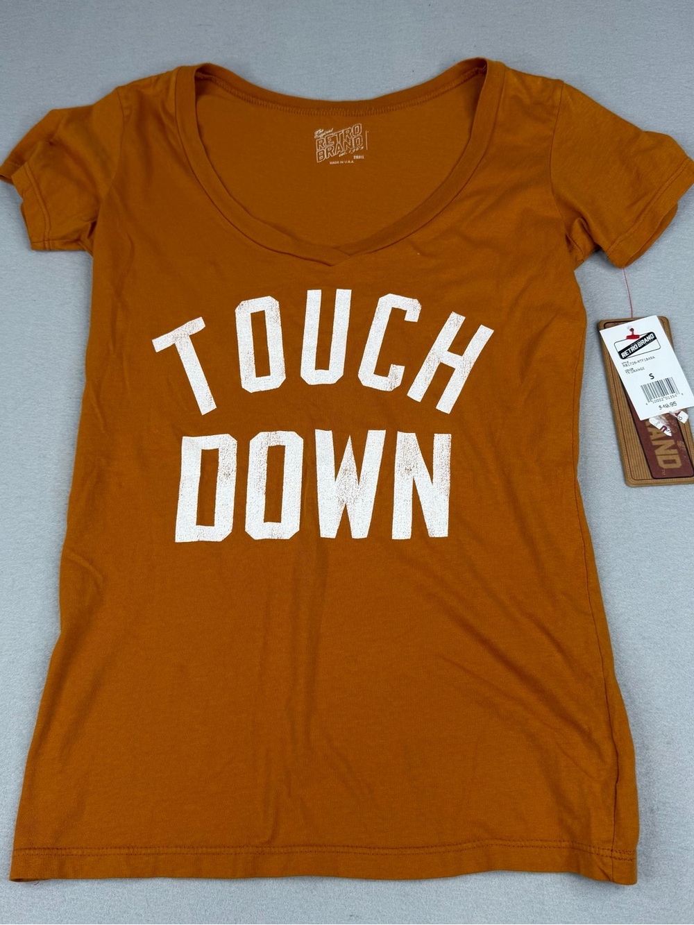 Retro Brand Touch Down Football Game Day Tee Texas Orange NWT Women S